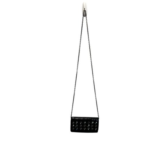 Whiting & Davis Black Rhinestone Evening Chain Clutch Metal Mesh Satin Interior - Picture 7 of 7